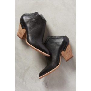 Anthro Dolce Vita Black Leather Open Back Booties